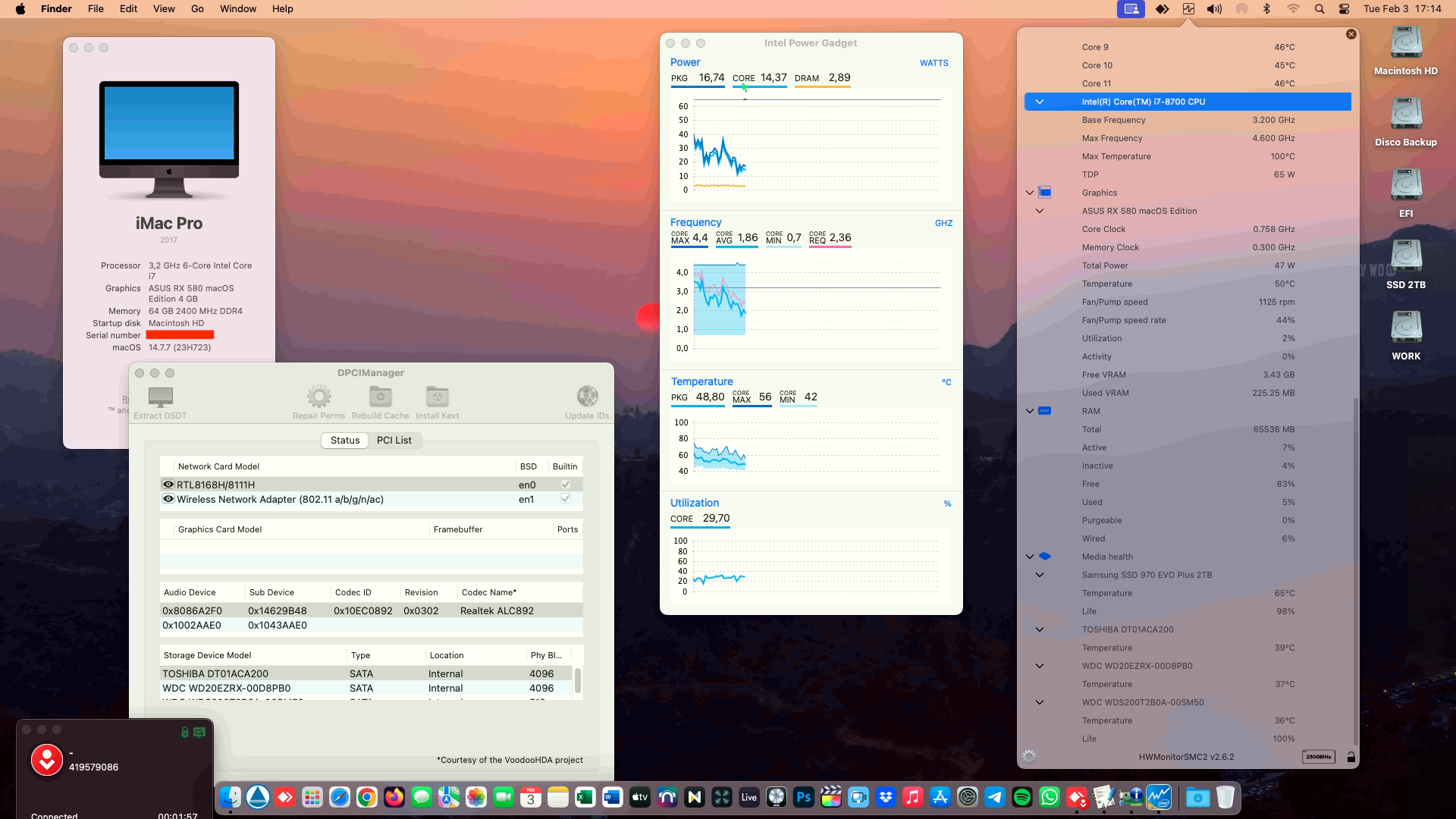 Success Hackintosh macOS Sonoma 14.7.7 Build 23H723 in MSI Z370-A Pro + Intel Core i7 8700 + Asus RX 580