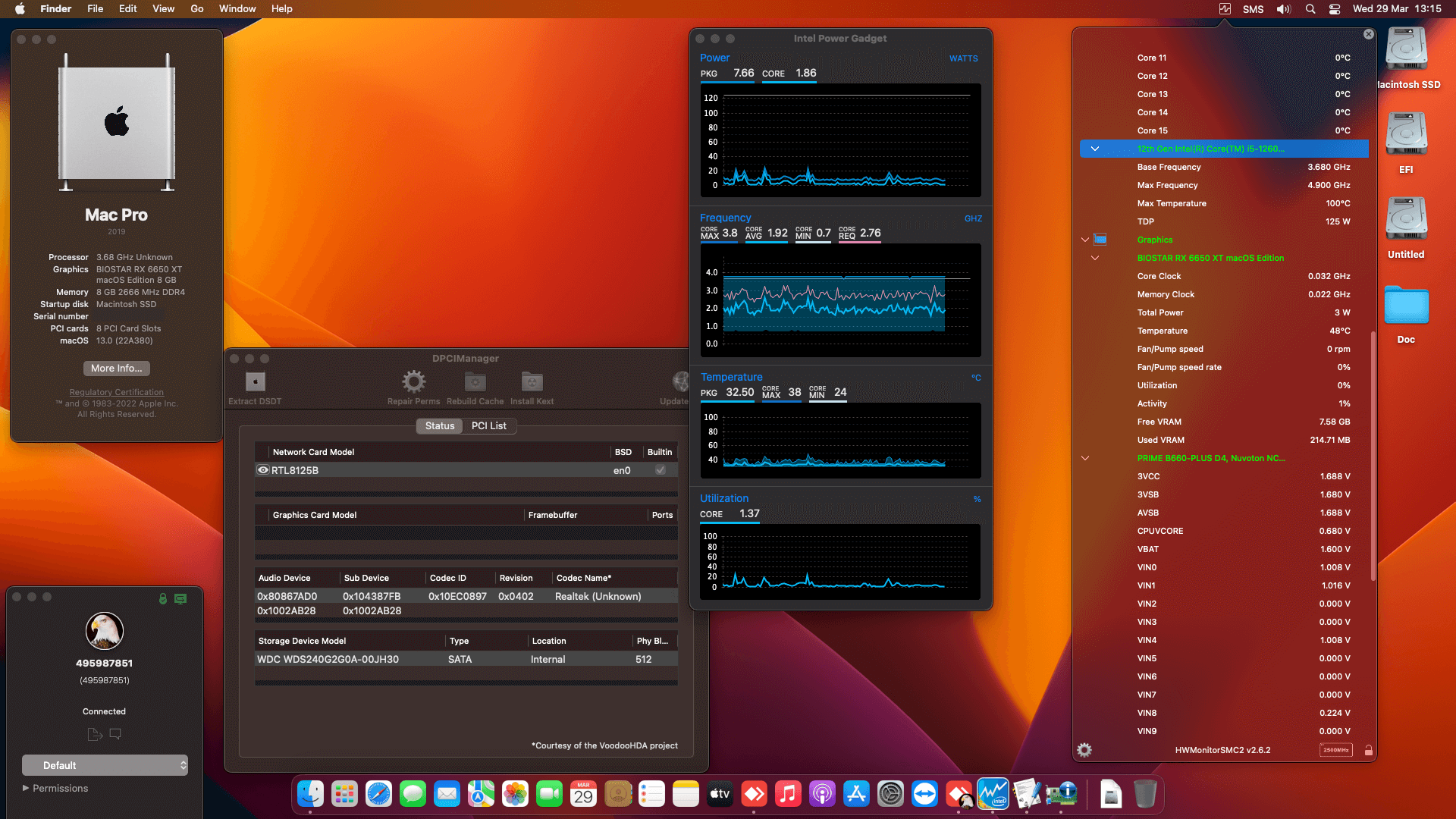 Asus Prime B660 Plus D4 + Intel Core i5 12600K + Biostar RX 6650 XT OpenCore 1