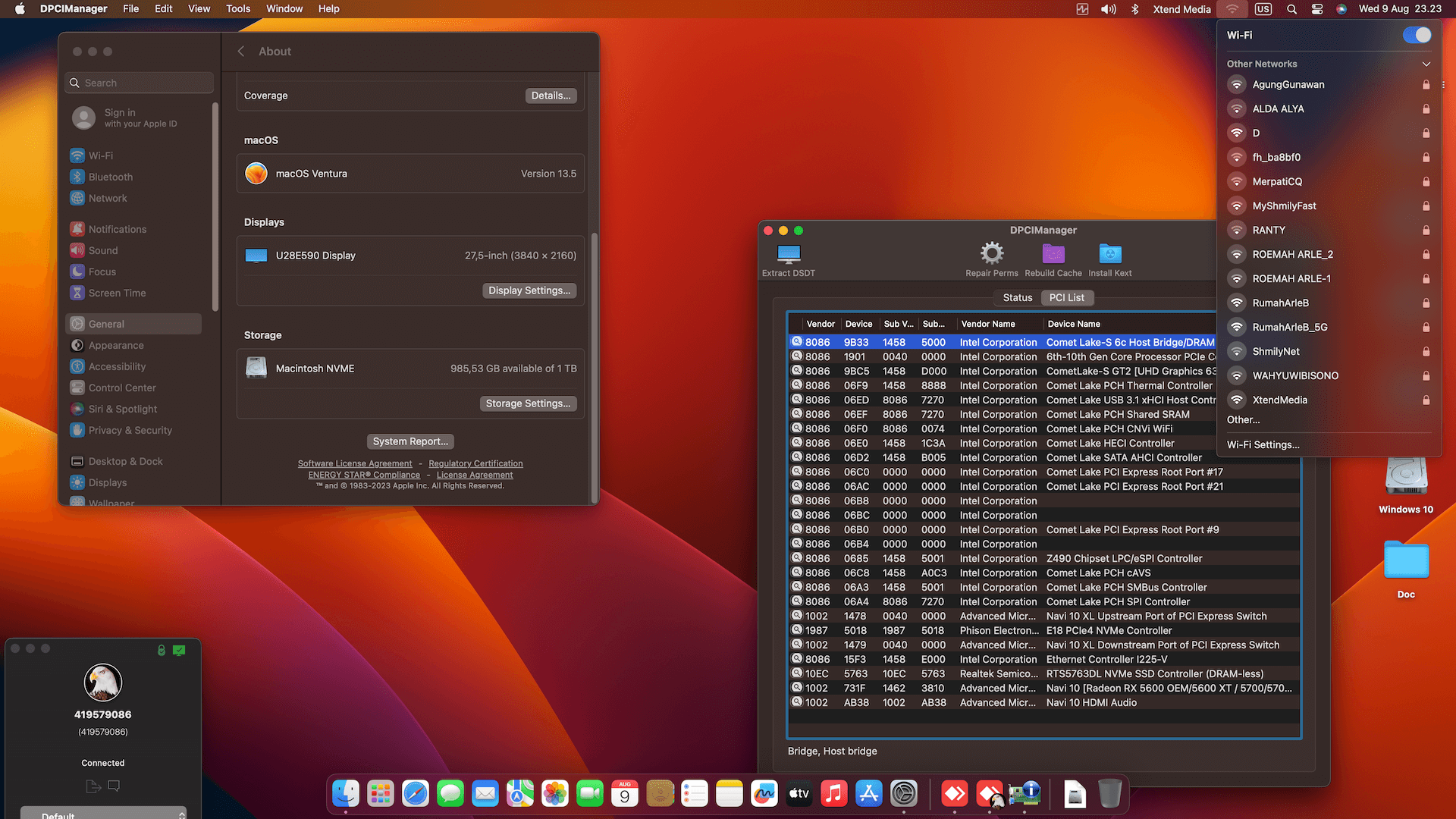 Gigabyte Z490 Aorus Pro AX + Intel Core i9 10850K + MSI RX 5700XT 3rd OpenCore 1