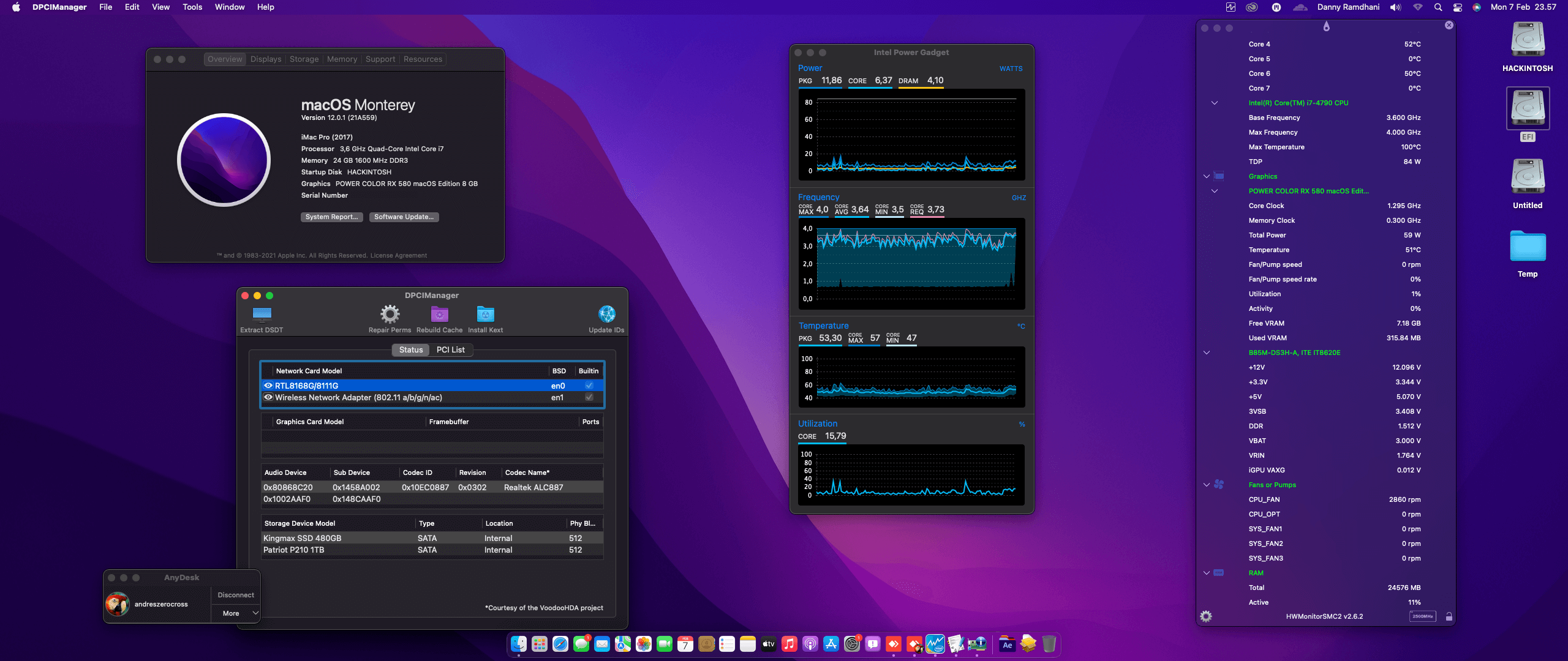 Gigabyte GA B85M D3H + Intel Core i7 4790 + Power Color RX 580   OpenCore 1