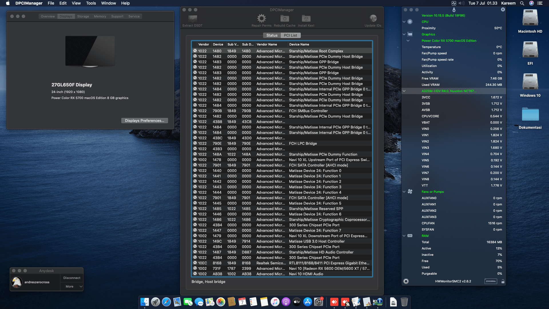 GALAX A320M HDV R4.0 + AMD Ryzen 3 3100 + Power Color RX 5700 2