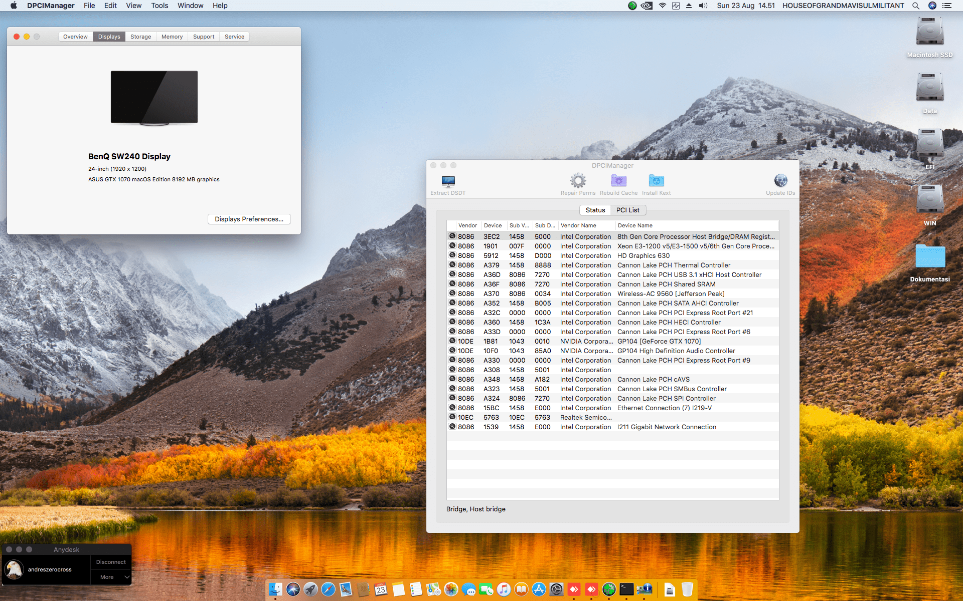 Gigabyte H370N WIFI + Intel Core i5 9600K + ASUS GTX 1070 2