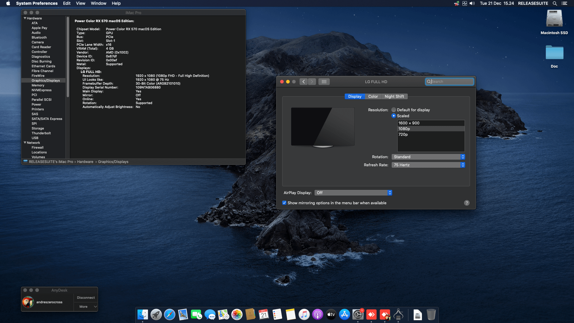 Gigabyte Z590 D + Intel Core i7 10700F + Power Color RX 570 OpenCore 4