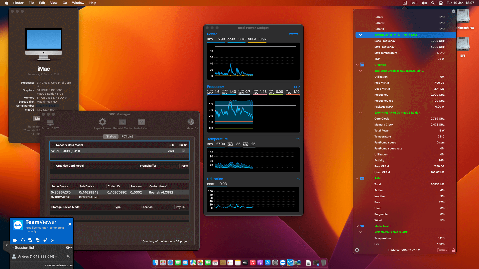 MSI Z370 A PRO + Intel Core i7 8700K + Sapphire RX 6600 OpenCore 1