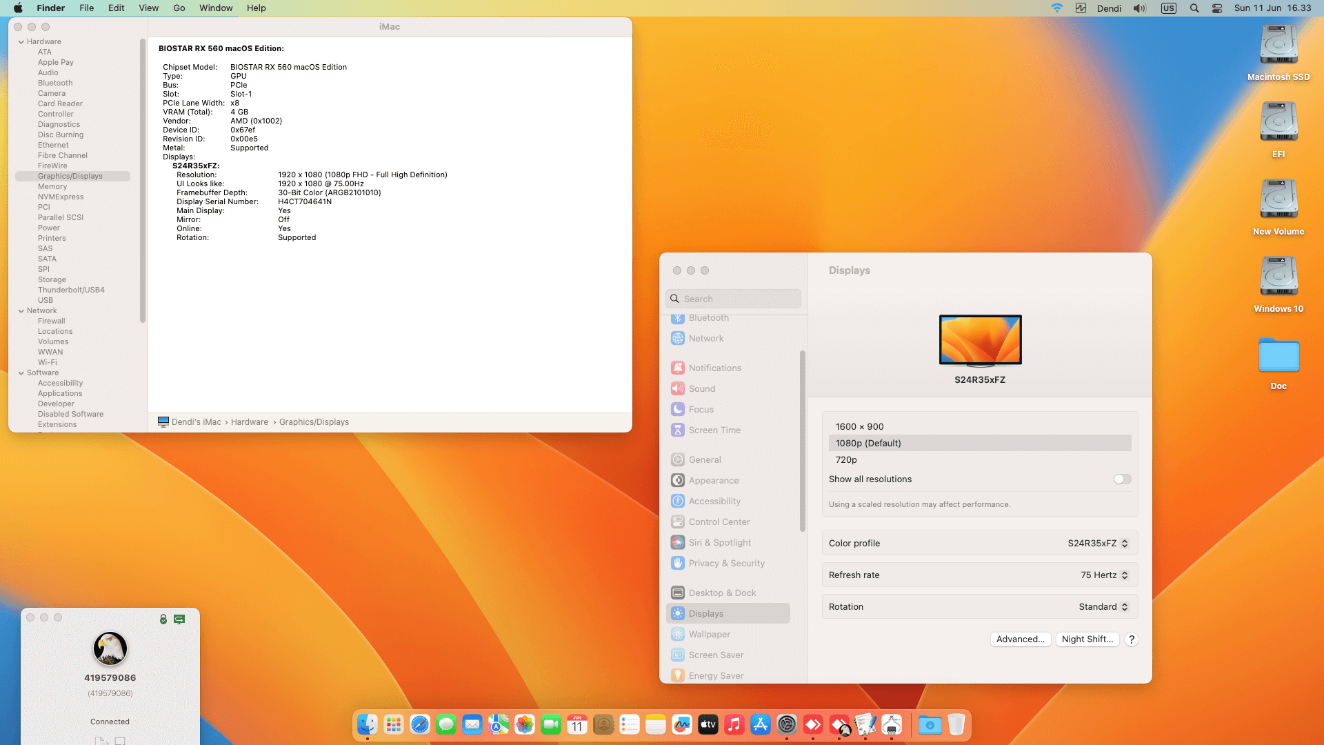Gigabyte H510M H + Intel Core i3 10105 + Biostar RX 560 OpenCore 1