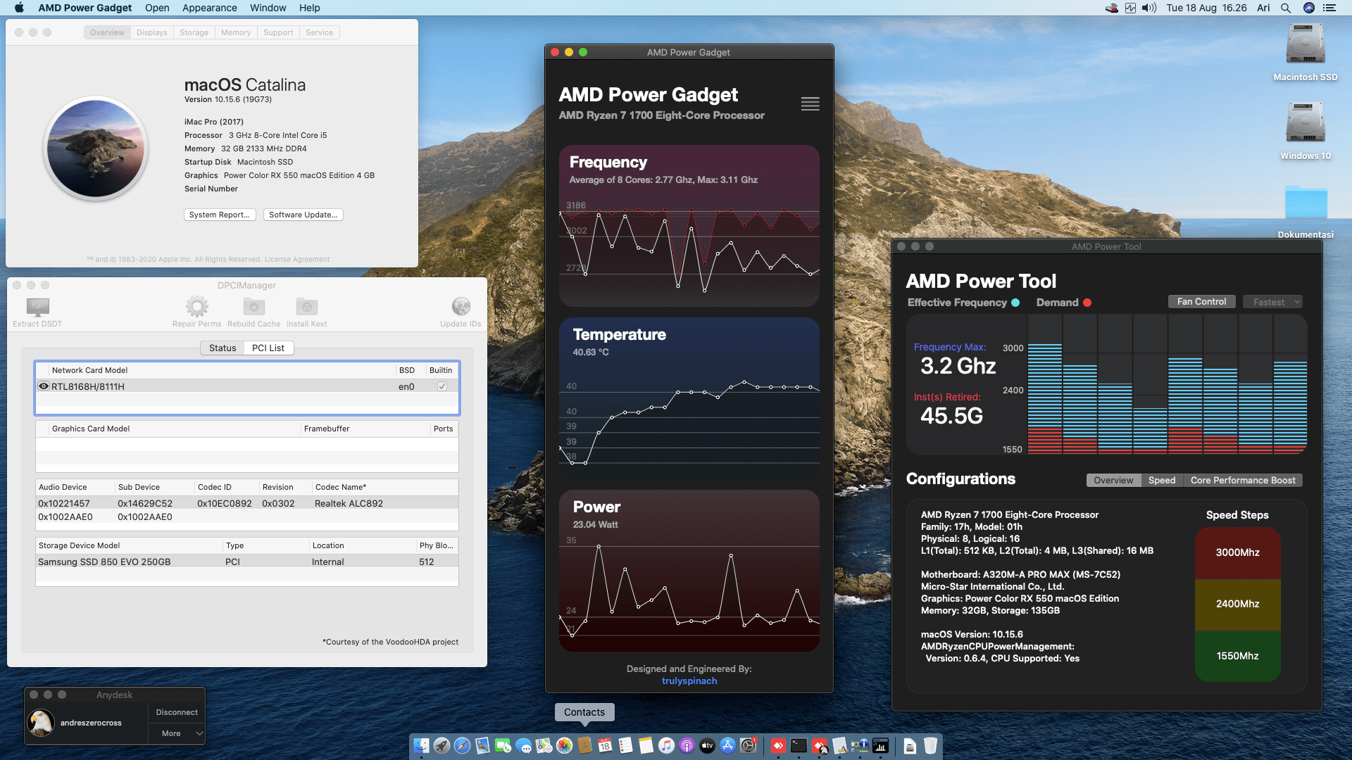 MSI A320M A Pro Max + AMD Ryzen 7 1700 + Power Color RX 550 1