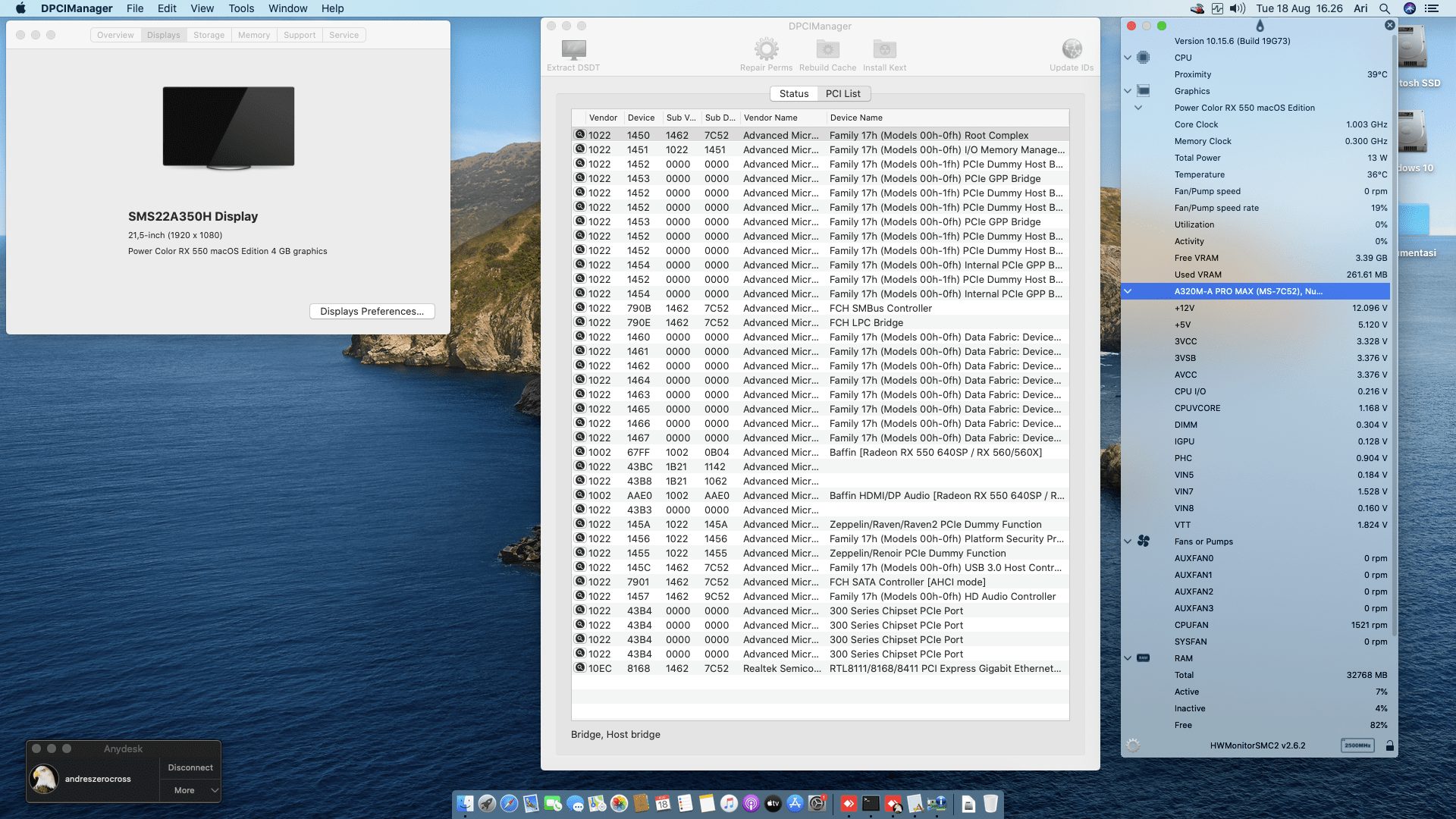 MSI A320M A Pro Max + AMD Ryzen 7 1700 + Power Color RX 550 2