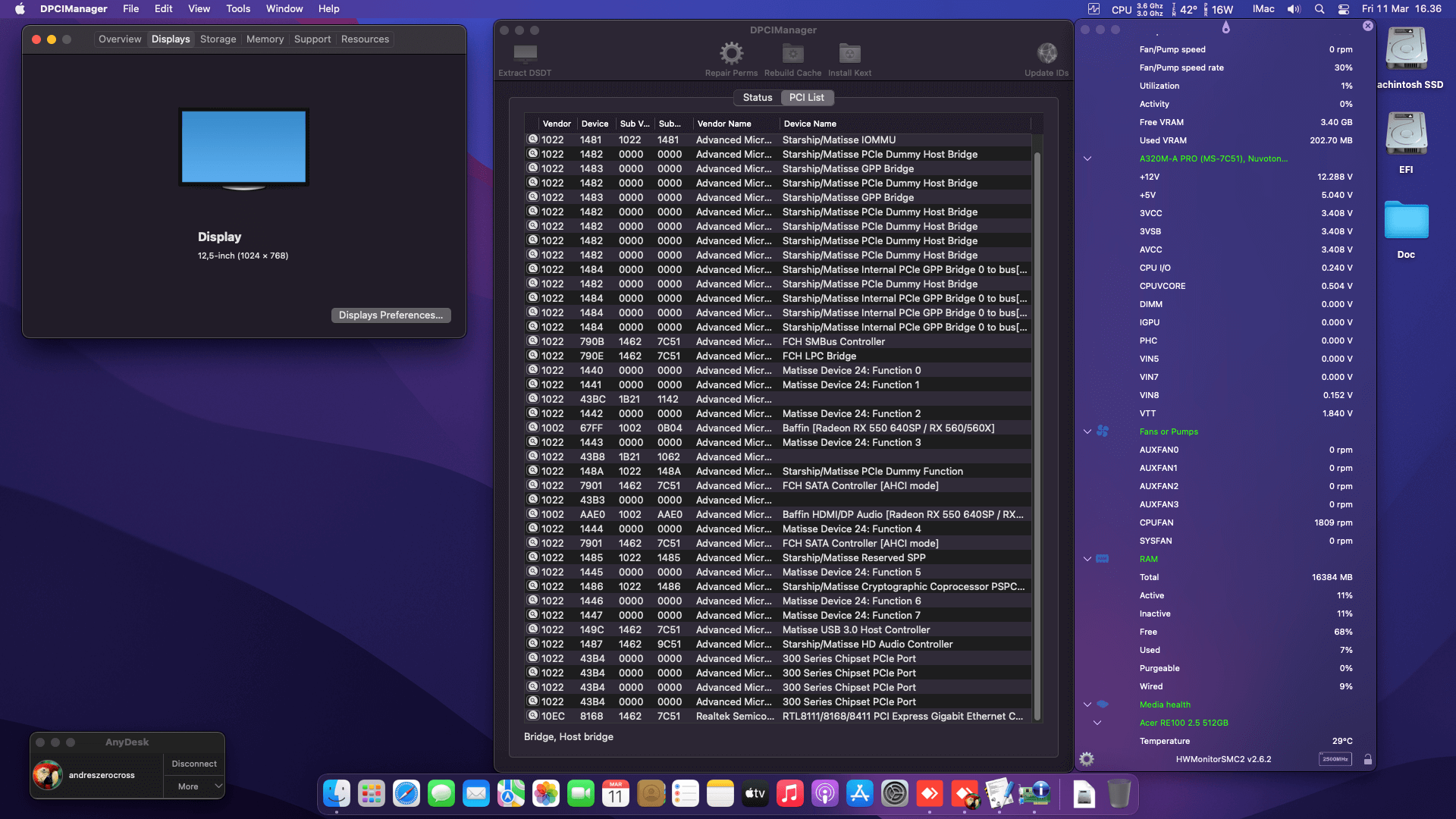 MSI A320M A PRO + AMD Ryzen 5 3600 + Vurrion RX 550   OpenCore 2