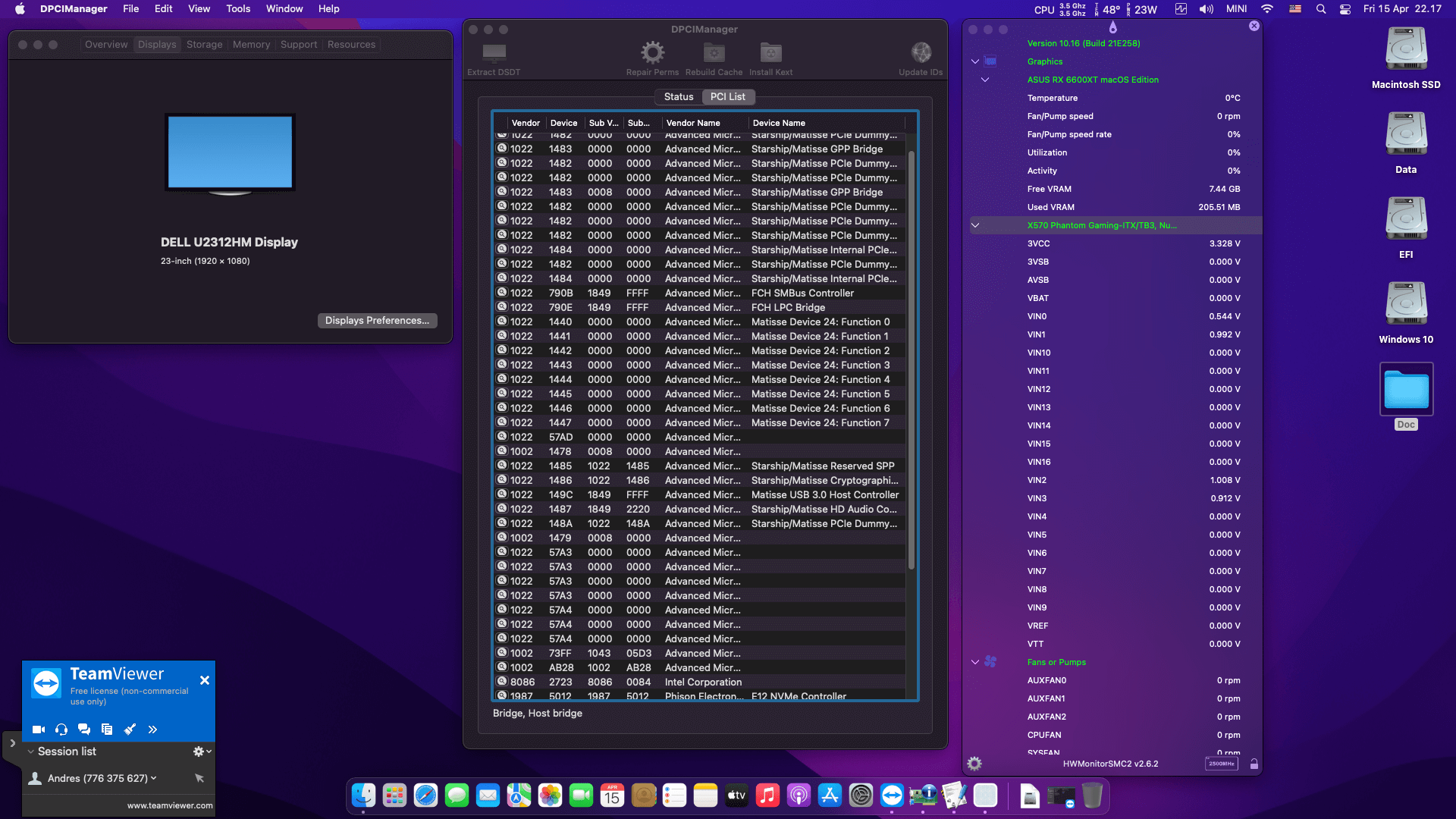 Asrock X570 Phantom Gaming ITX:TB3 + AMD Ryzen 9 3950X + Asus RX 6600XT   OpenCore 2