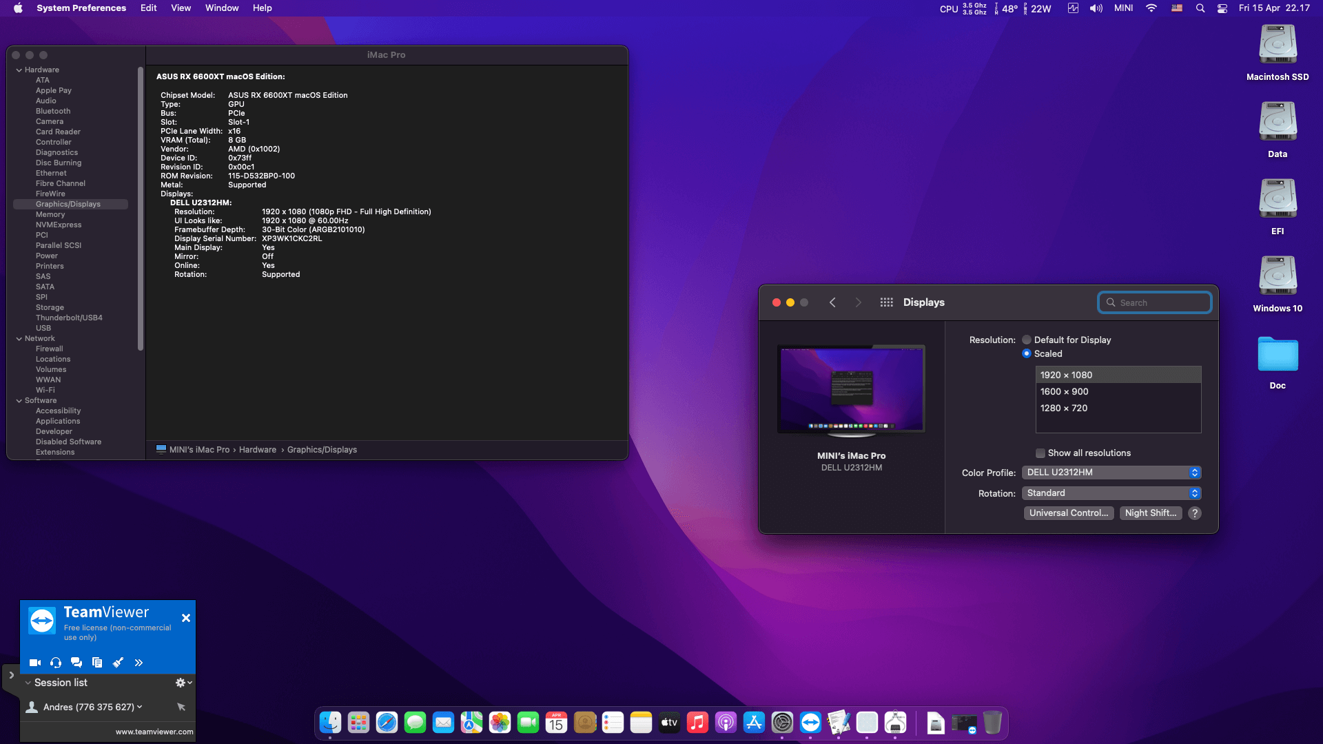 Asrock X570 Phantom Gaming ITX:TB3 + AMD Ryzen 9 3950X + Asus RX 6600XT   OpenCore 4