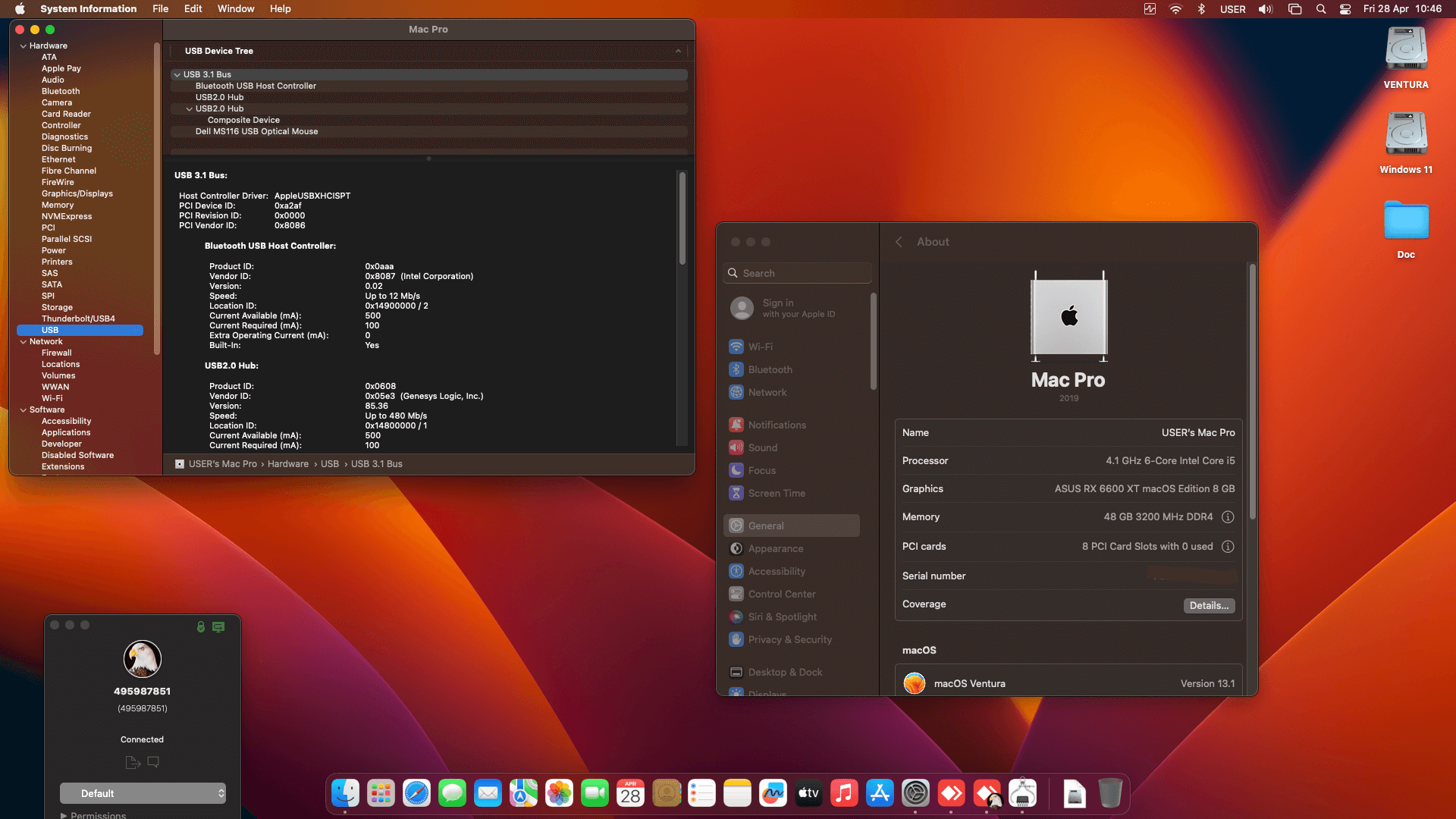 Gigabyte Z490 Aorus Elite AC + Intel Core i5 10600K + Asus RX 6600 XT OpenCore 3