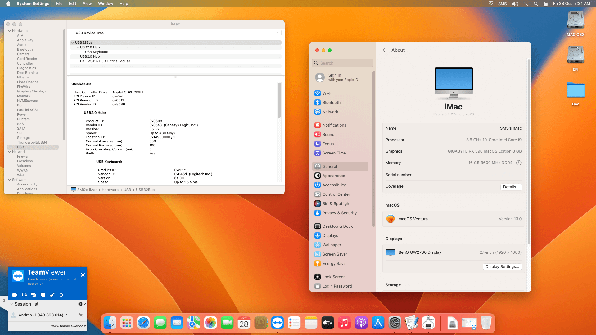 Gigabyte Z590 UD + Intel Core i9 10850K + Gigabyte RX 590 OpenCore 3