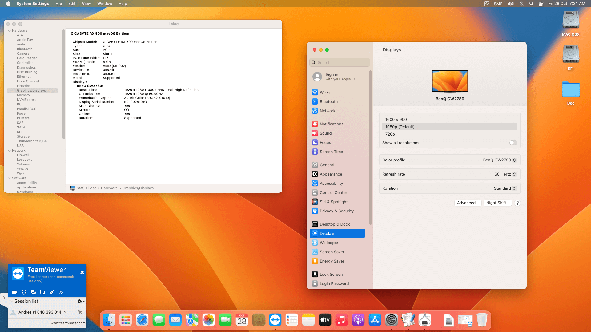 Gigabyte Z590 UD + Intel Core i9 10850K + Gigabyte RX 590 OpenCore 5