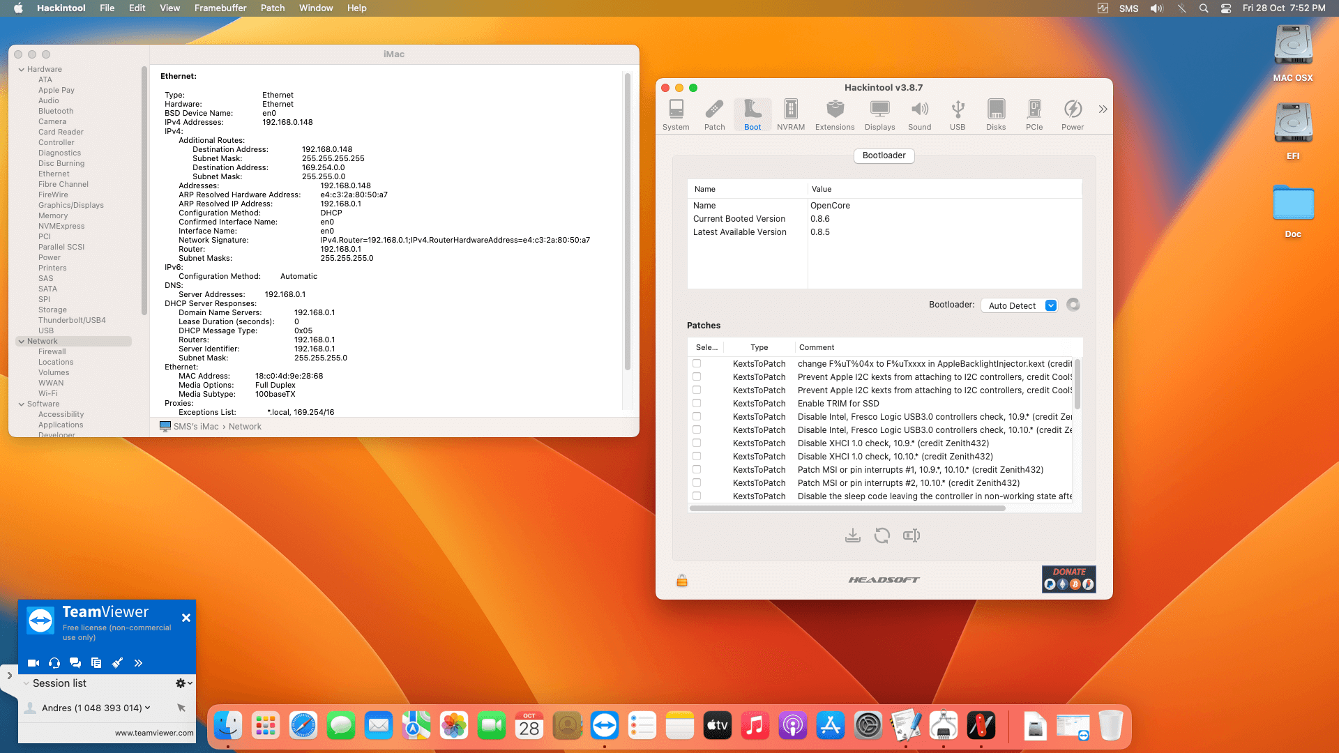 Gigabyte Z590 UD + Intel Core i9 10850K + Gigabyte RX 590 OpenCore 8