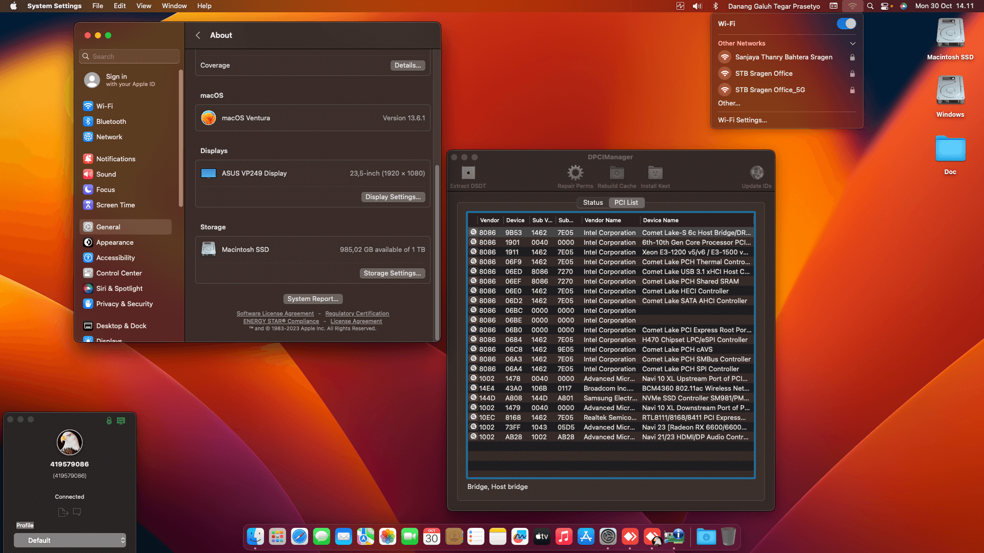 MSI H510M PRO E + Intel Core i5 10400F + Asus RX 6600 OpenCore 1