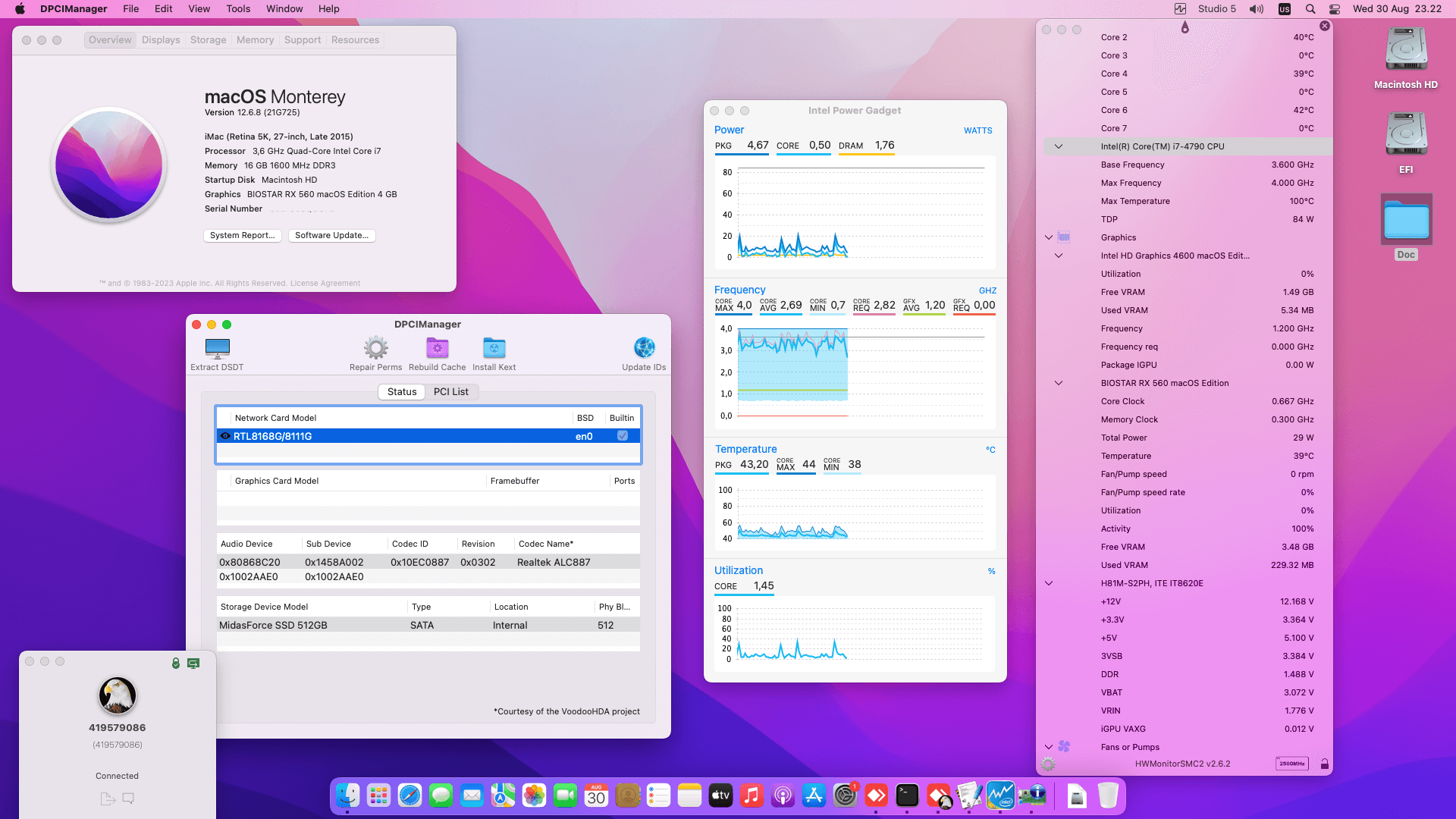 Gigabyte GA H81M SP2H + Intel Core i7 4790 + Biostar RX 560 OpenCore 1