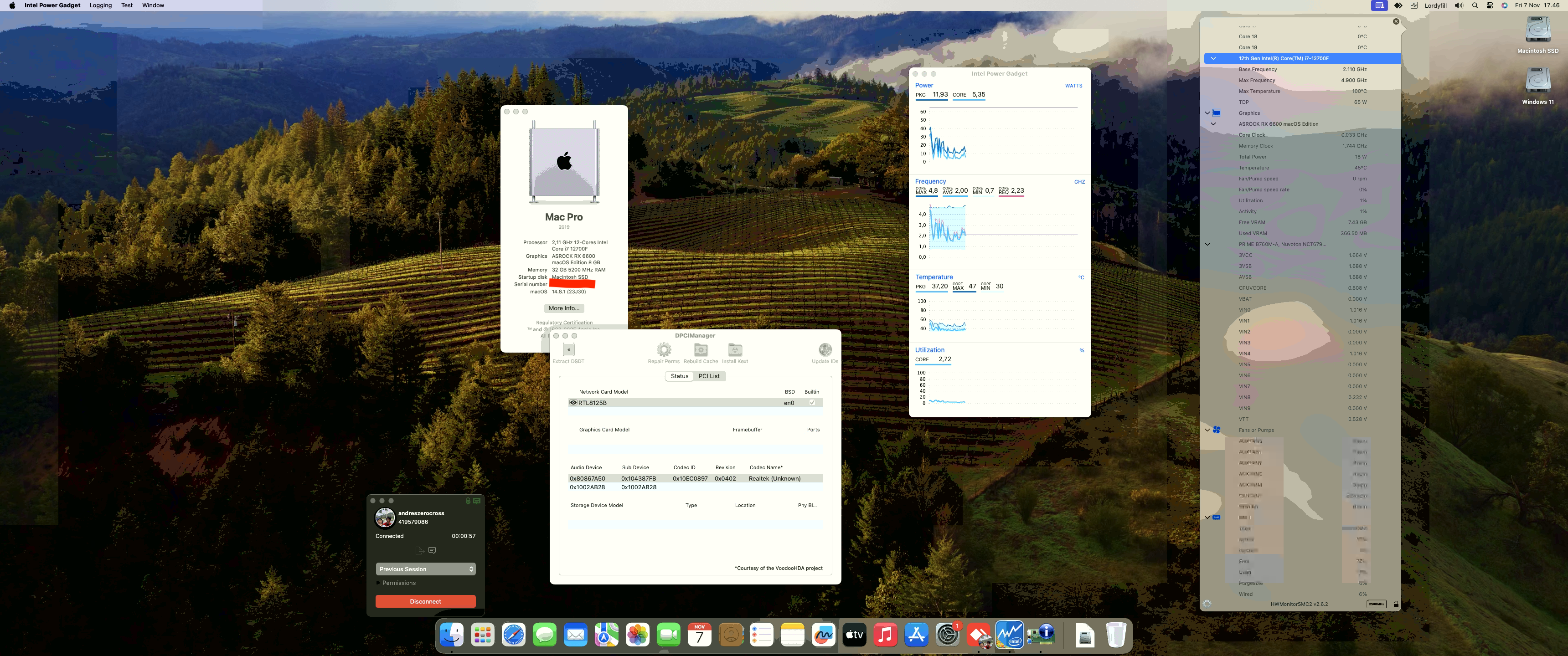 Success Hackintosh macOS Sonoma 14.8.1 Build 23J30 in Asus Prime B760M-A + Intel Core i7 12700F + Asrock RX 6600