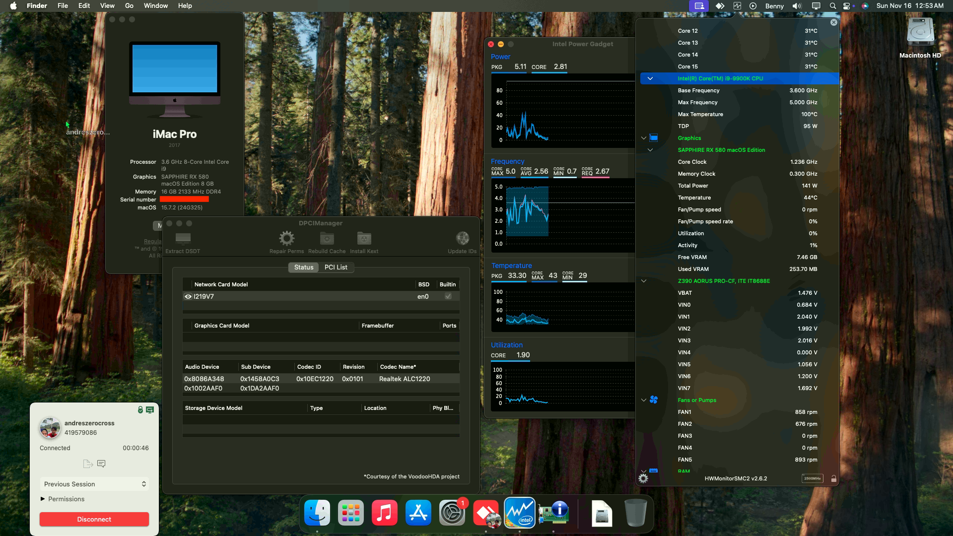 Success Hackintosh macOS Sequoia 15.7.2 Build 24G325 in Gigabyte Z390 Aorus Pro + Intel Core i7 9900K + Sapphire RX 580